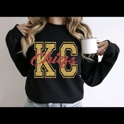 Kansas City Chiefs Hoodie Hooded Sweatshirt Sweater KC Chiefs Glitter Women New