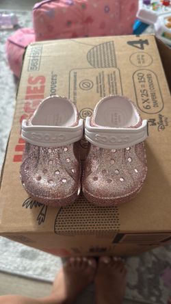 Pink glitter crocs