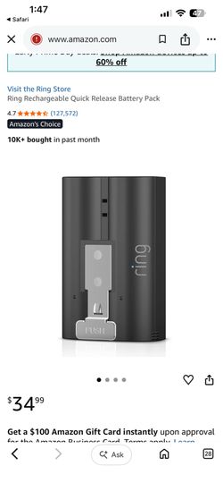 Ring Rechargeable Quick Release Battery Pack