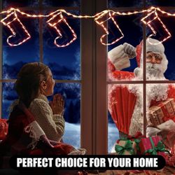 Christmas String Lights with 6 Drops - 7.5ft 180 Mini Bulb Stocking Icicle Lights with Hooks, Plug-in Connectable Hanging Lights for Christmas Home In