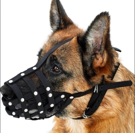 CollarDirect Leather Dog Muzzle Doberman German Shepherd Dalmatian Setter Basket Large Breeds