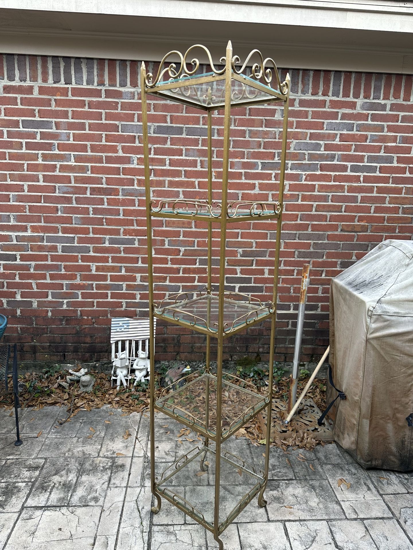 Small Five Shelf Iron And Glass Etagere