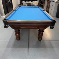 Brown Beautiful Pool Table By GoldenWest Billiards 8’ (Free Delivery & Pro Setup) New Felt Any Color Of Choice + All Accessories 