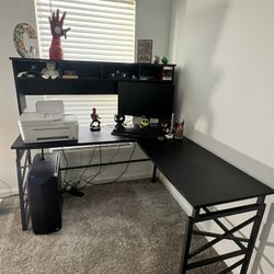 L Shape Desk With Hutch 