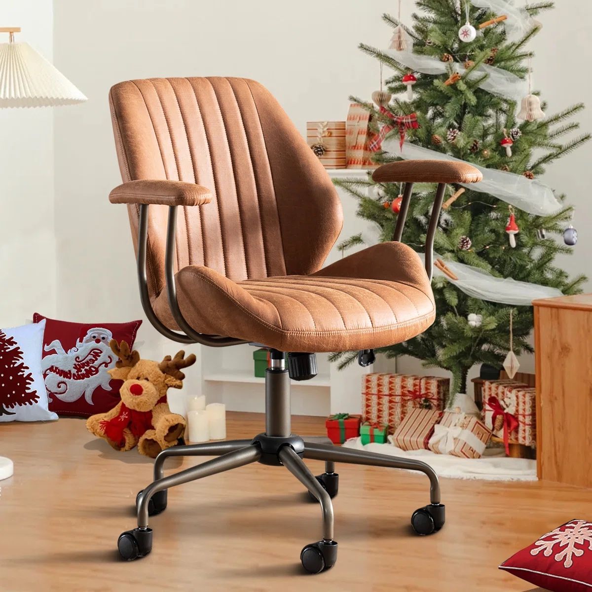 Suede Executive Desk Chair – Tilt & Swivel, Padded Arms
