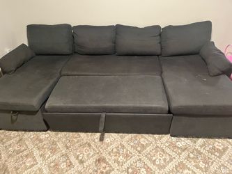 Dark Gray Sectional Sofa with Pull-Out Bed