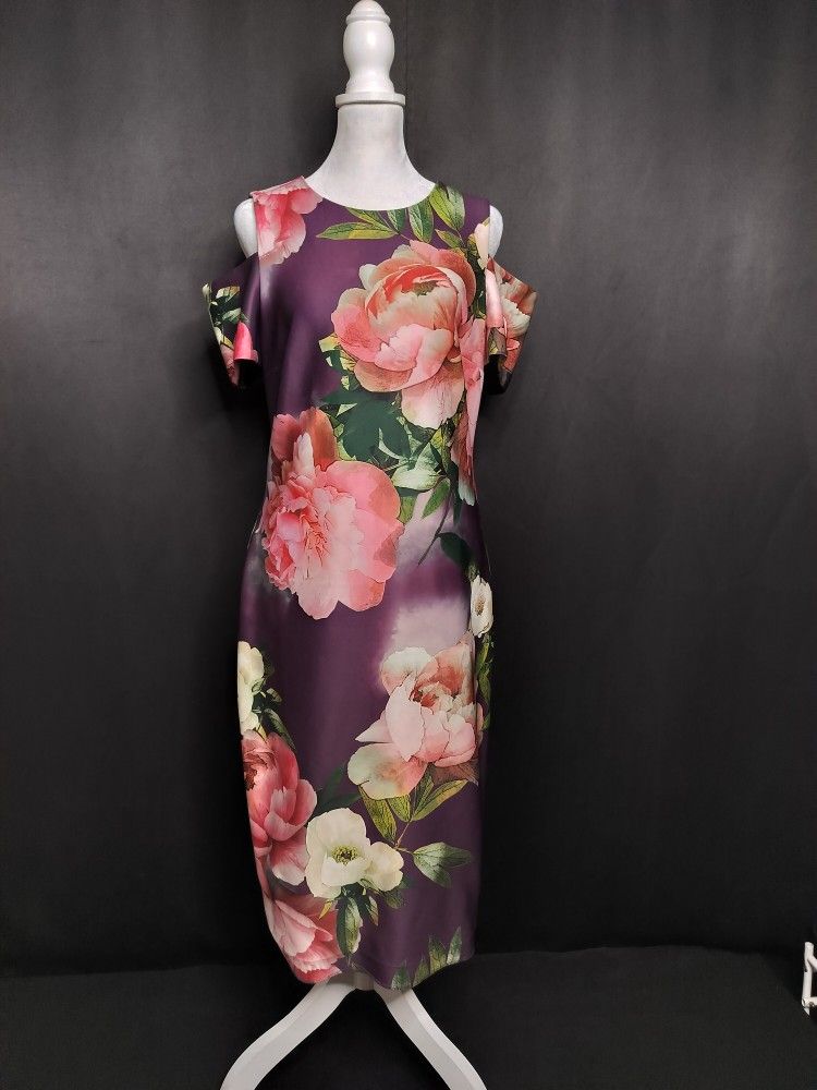 Women's Calvin Klein Floral Print Cold Shoulder Sheath Dress (Size 10)