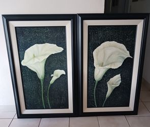 Jennifer Brice Wall Art Large Frame, white calla Lilies