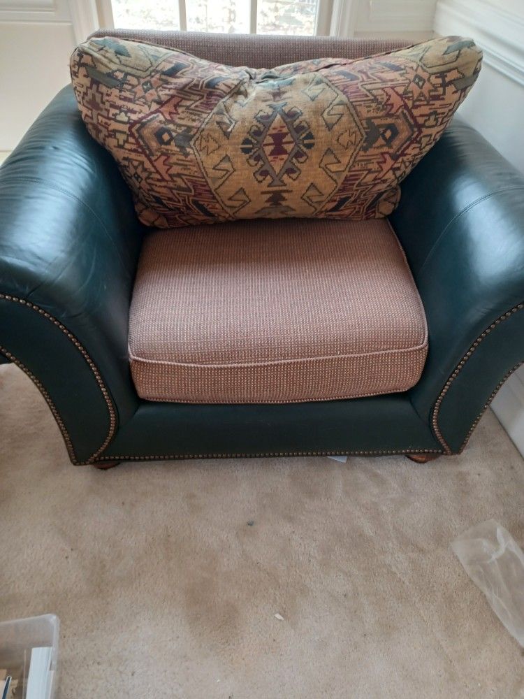 Leather Chair and Ottoman