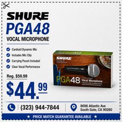 Shure PGA48 Vocal Microphone Cardioid Dynamic Mic Clip & Carrying Pouch 🚨 Payment Options Available 🚨 No Credit Needed 🚨