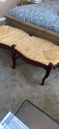 French Country Rush Seat Bench