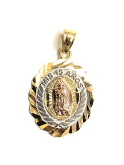 Mis 15 anos with Guadalupe religious pendant 14K REAL YELLOW, WHITE AND ROSE GOLD.