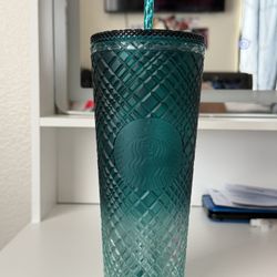 Starbucks 2023 Spring Subzero Teal/Jade Green Gradient Ombre Jeweled Venti Cold Cup Tumbler
