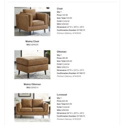 Like New Loveseat, Chair, & Ottoman