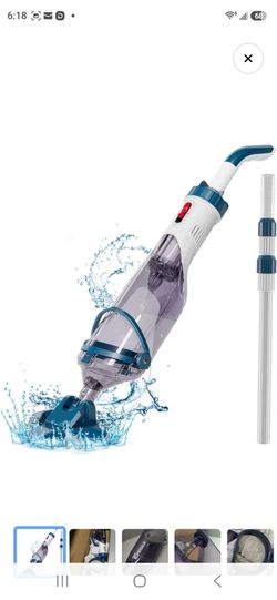 Pre- owned. Pool Vacuum for Above Ground Pool with a Telescopic Pole, Running time up to 1H, Handheld Rechargeable Pool Cleaner with Powerful Suction