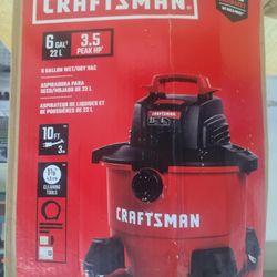 CRAFTSMAN CMXEVBE17584 6 Gallon 3.5 Peak HP Wet Dry Vac, Portable Shop Vacuum Wet and Dry with Filter, Dust Bag, Hose and Attachments for Home, Garage