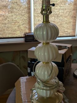 White Table Lamp base + finial (decorative knob) - shade sold separately