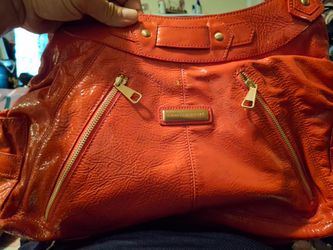 Isabella Fiore Orange Patent Leather Handbag