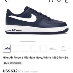 Nike Air Force 1 Midnight Navy/White 488298-436