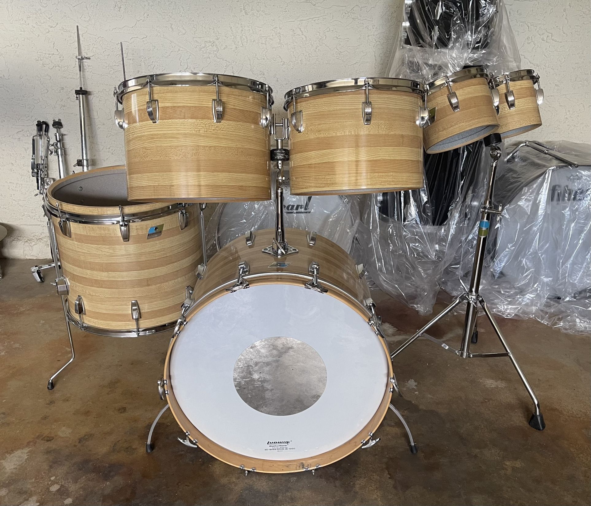 Vintage Ludwig Butcher Block Drum Set 70’s Drums Kit Drumset