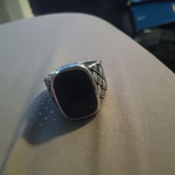Onyx cushion shaped men's ring