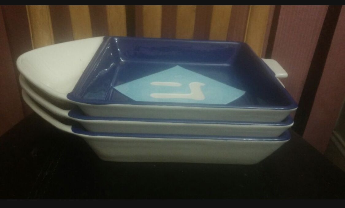 NEW St. Nicholas Square Hanukkah Chip & Dip Platter Blue White