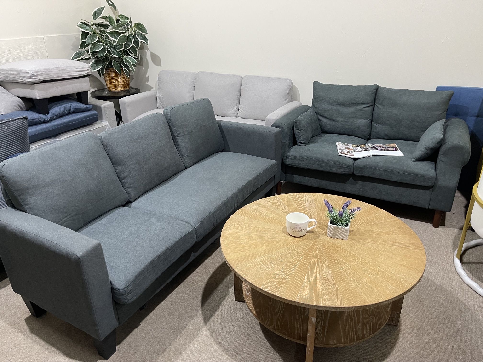 Brand new 2 seat sofa and 3 seat sofa set with Ottoman