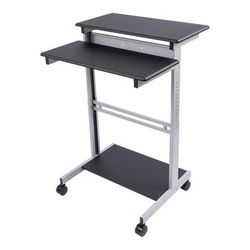 Rolling Adjustable Height Two Tier Standing Desk Workstation 32" Black Like New