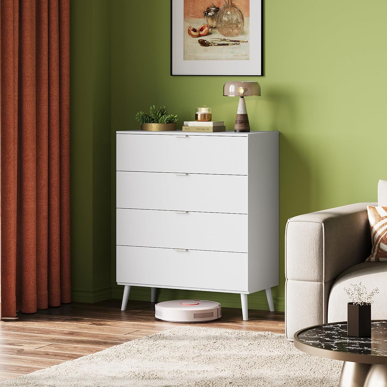 small white modern dresser Watnature 30 Inch Height 6-Drawer Dresser Modern Metal Storage Chest Crisp White for Bedroom and Small Spaces in the Dressers department at Lowes.com