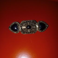 Vintage Brooch Black Onyx 
