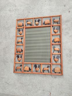 Iron / wood farm animals mirror