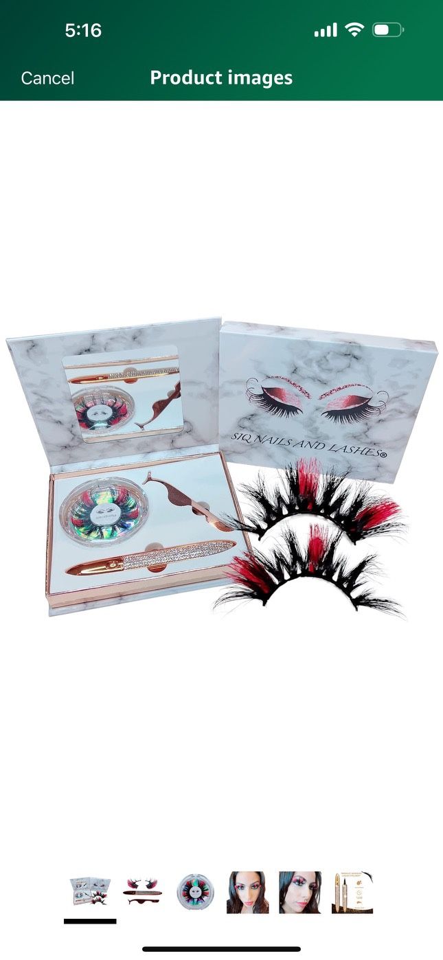 25 MM Pink Python Colored Lashes With Applicator Tool And Liner Glue 