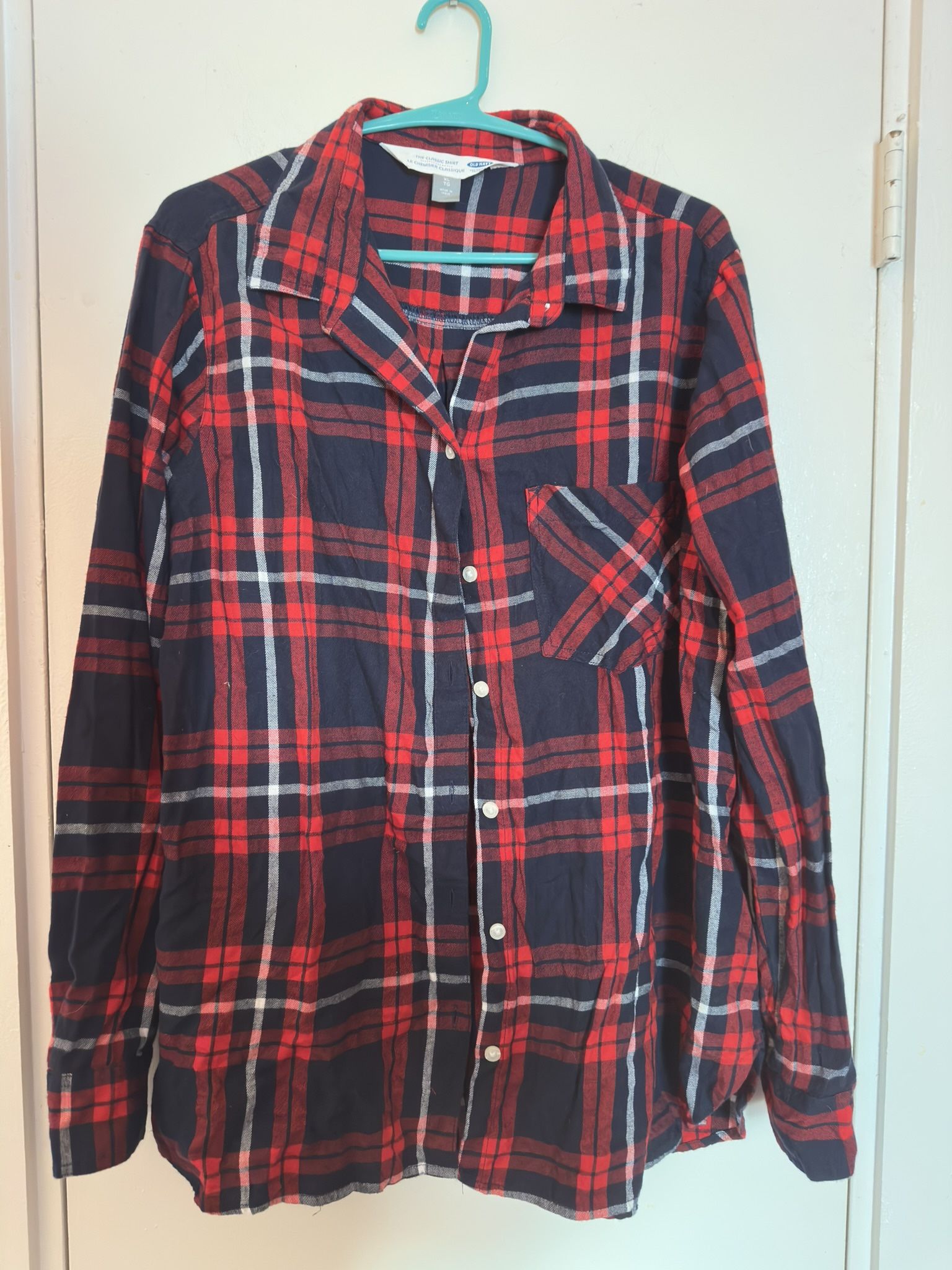 Old Navy Red and Navy Plaid Shirt