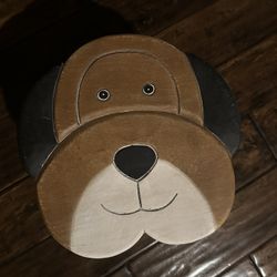 Dog Face Wooden Stool