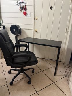 Black Metal Frame Desk with chair