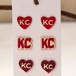 Brand New Kansas City Chiefs Earrings Set Of 3