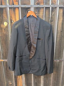 Vintage Pioneer Tailor Shawl Lapel Tuxedo Jacket Blazer Black 42 44 Regular