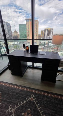 Black Wooden 6 Drawer Desk Like New