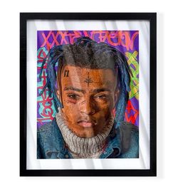 Custom art piece of xxxtentacion on black frame