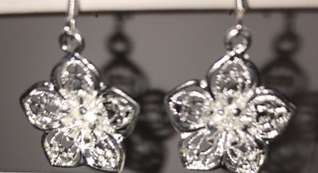 Silver flower earrings
