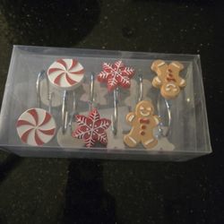 Christmas Shower Curtain Hooks. New.
