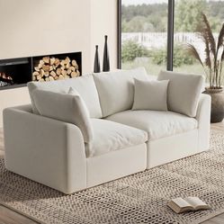 78.9" Loveseat Sofa, Cloud Boneless Couches for Living Room, Modern Modular Sectional Sofa, Oversized, Warm White