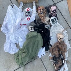 8 Halloween hanging figures decorations ghosts zombies skeletons