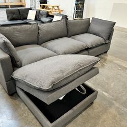Dark Gray Sofa w/ Storage Ottoman 👍90 days FREE FINANCING ❗ 