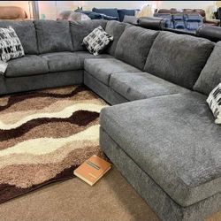 Dark Gray 3 Pieces U Shape Laf Sectional Couch Same Day Delivery