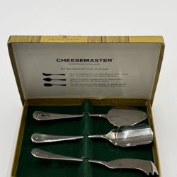 Vintage CHEESEMASTER Gentry Sheffield England 3 Piece Cheese Serving Set Unused
