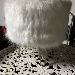 White Furry Vanity Chair/Stool