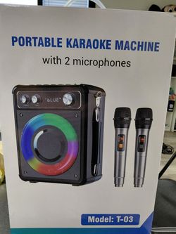 Portable Karaoke Machine With Two Wireless Microphones