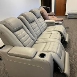 Real Leather Power Recliner Sofa Couch With Massage Same Day Delivery 