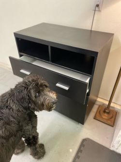 Black TV Stand with Drawers and Open Shelves